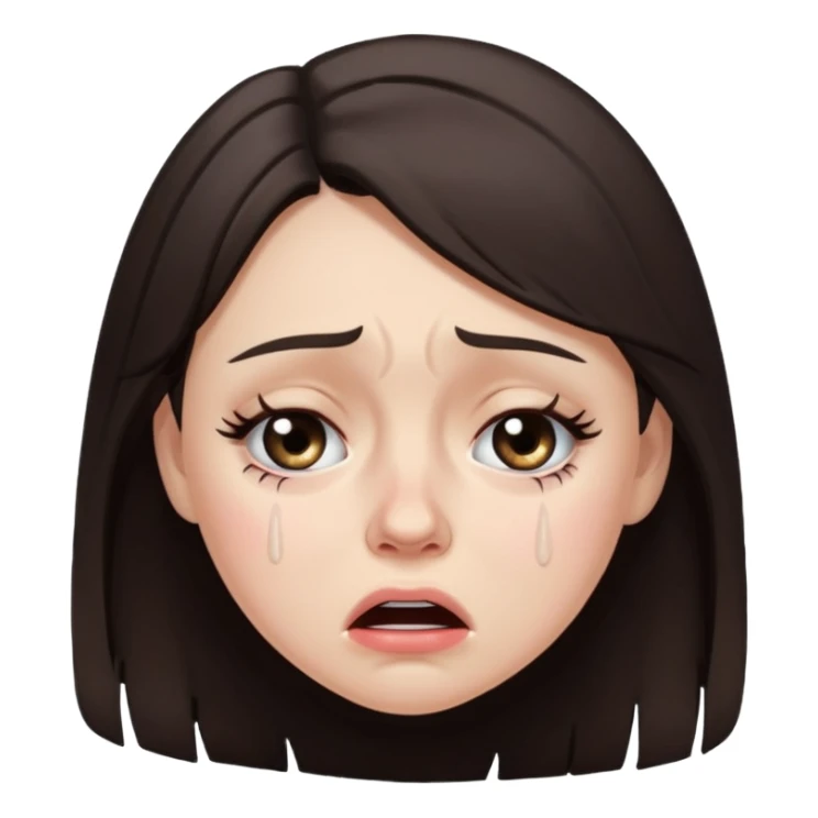 crying brunette woman sticker