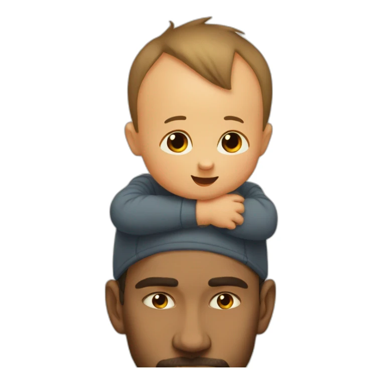Baby-sits-on-top-father-head sticker