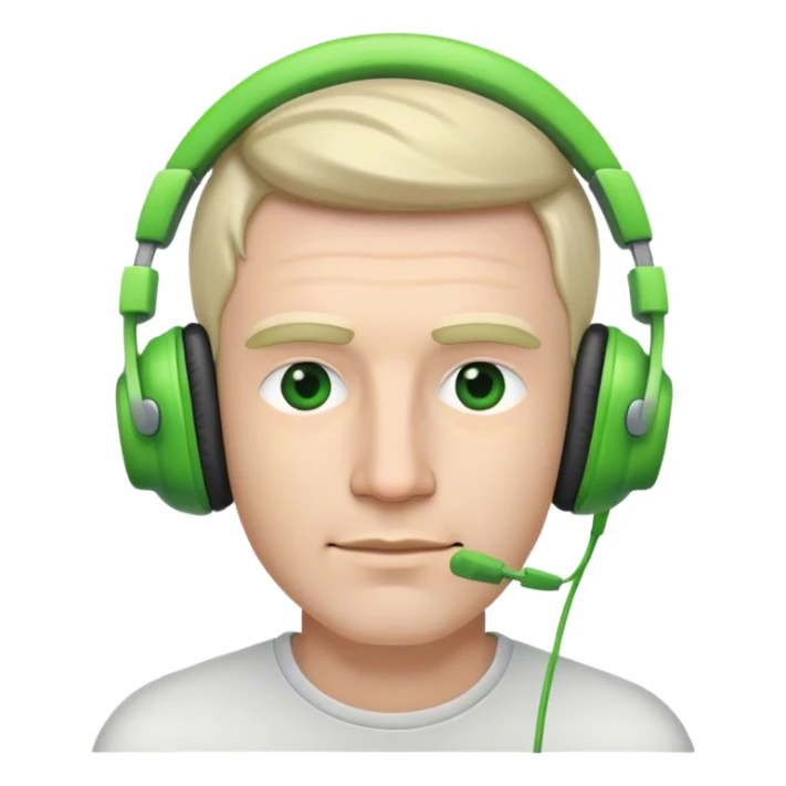 white man with green headphones  sticker