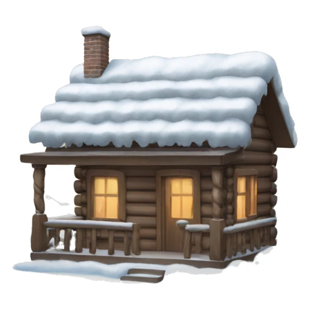 snow-covered wooden house sticker