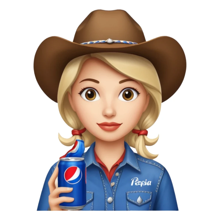 cowgirl with a can of Pepsi sticker