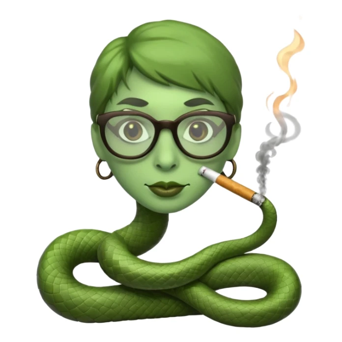 can you create a sneaky bitch SNAKE with big glasses smoking a cigarrette sticker