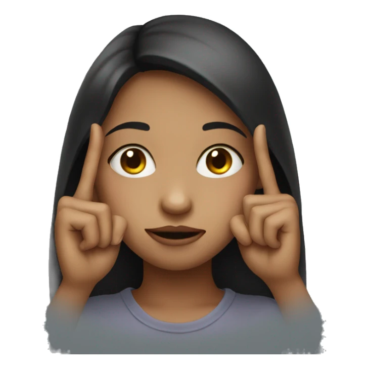 Girl hold two fingers by her eye sticker