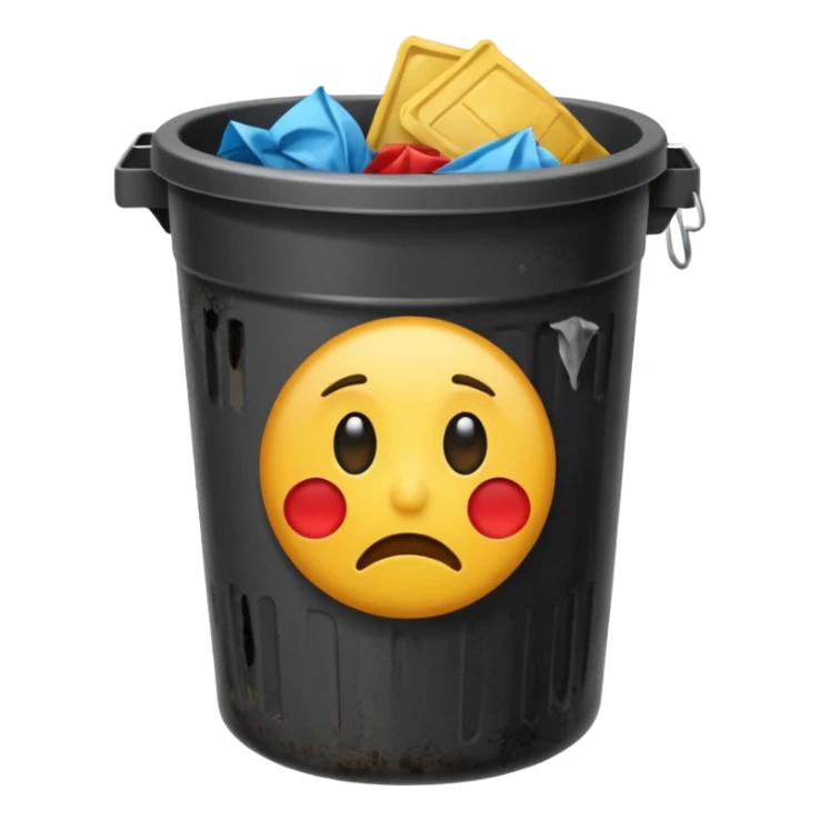 put an emoji into a trash bin. show just the emoji in a trash bin sticker