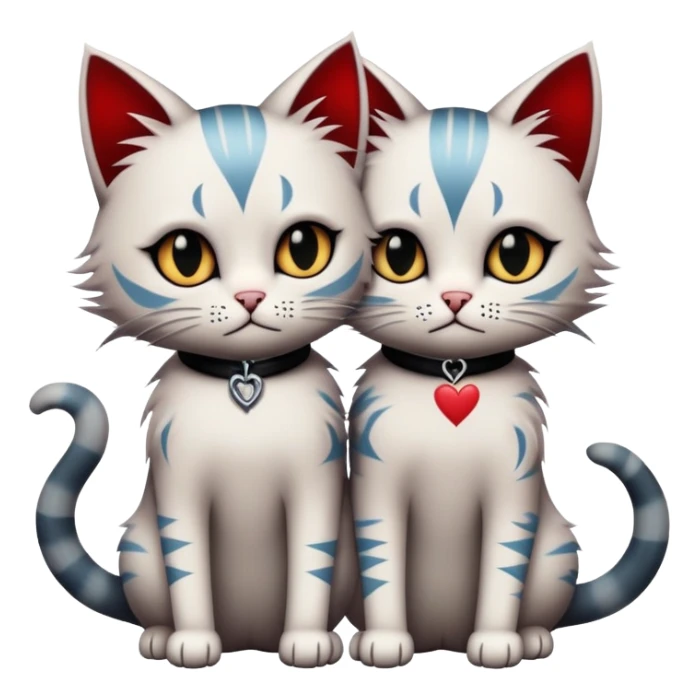 two emo cats in love, both with visible tattoos and cool, edgy hair sticker