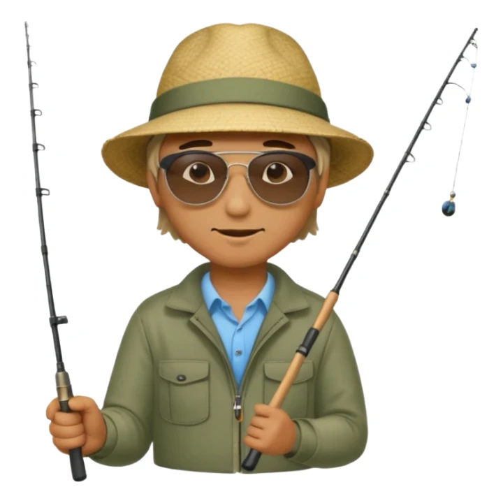 man casting a fishing rod sticker