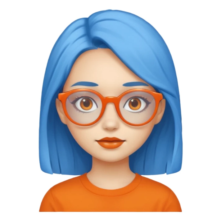 blue skinned orange glassed child girl sticker