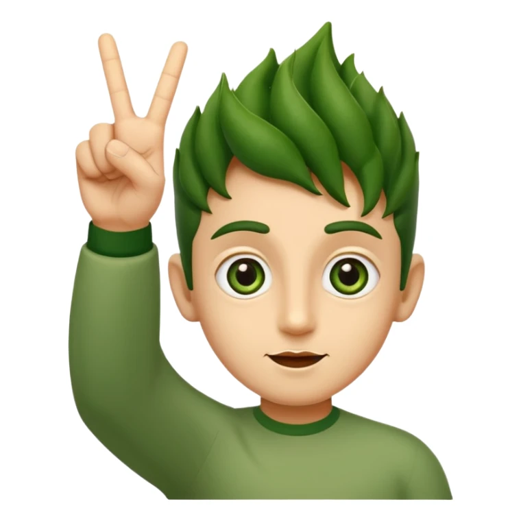 bhindi with big eyes antwo hands showing vitory sign sticker