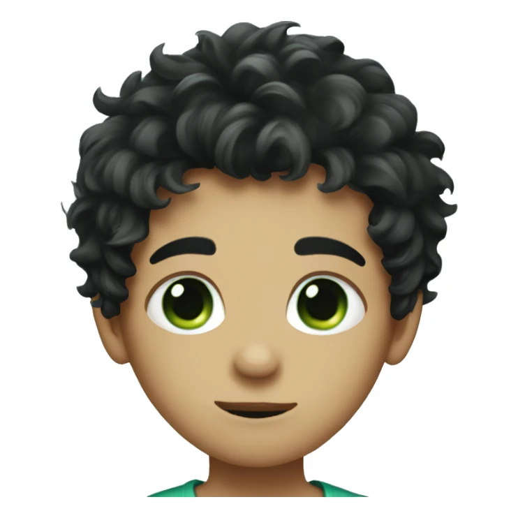 A boy with messy black hair with sea-green eyes sticker