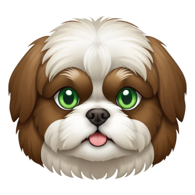 brown and white shih tzu dog with green eyes sticker