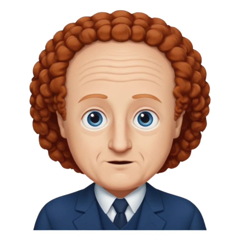 Larry Fine from the Three Stooges with blue eyes, reddish- brown hair, navy blue outfit sticker