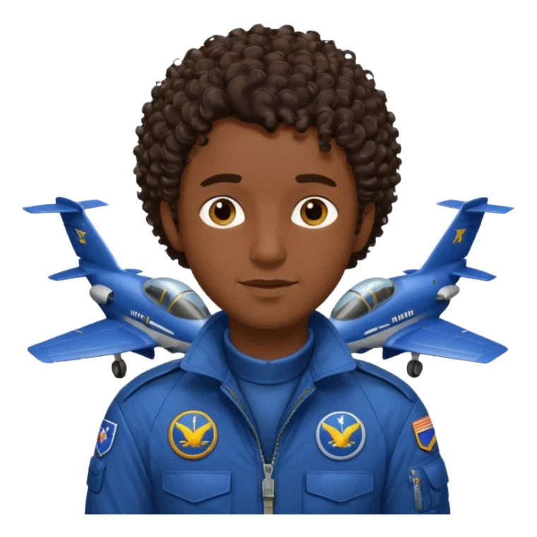 A male pilot with dark skin and close-cut curly hair sticker