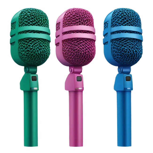 3 microphones green, blue, and pink sticker