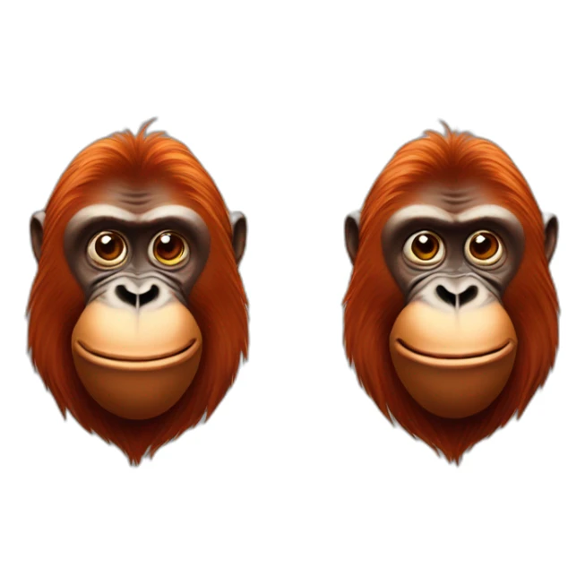 orangutan with melting emoji as a face sticker