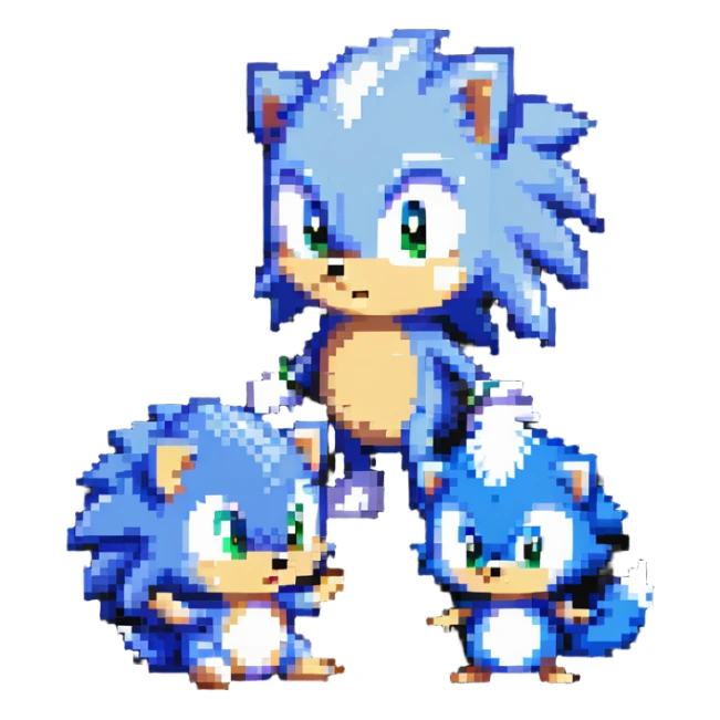 Cute baby Sonic, cute baby Shadow, and cute baby Silver hedgehogs playing together sticker