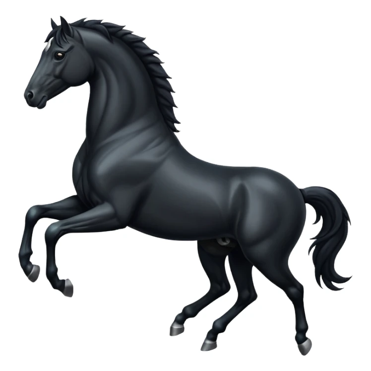 Black full horse two legs up emojis  sticker