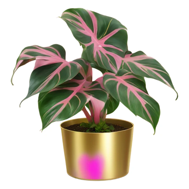 Philodendron pink princess in gold planter sticker