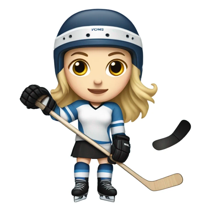 white brown hair Girl ice hockey player  sticker