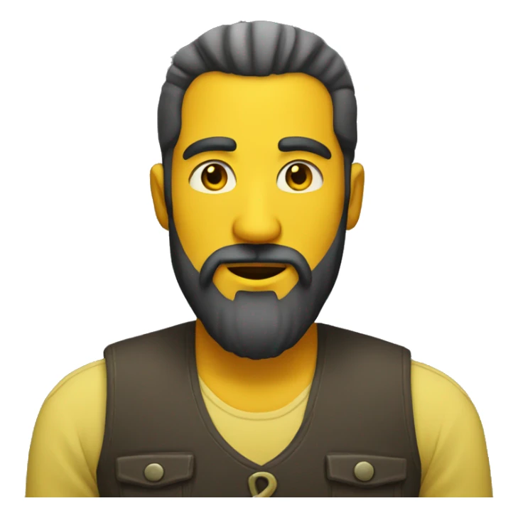 man with big beard and yellow skin sticker