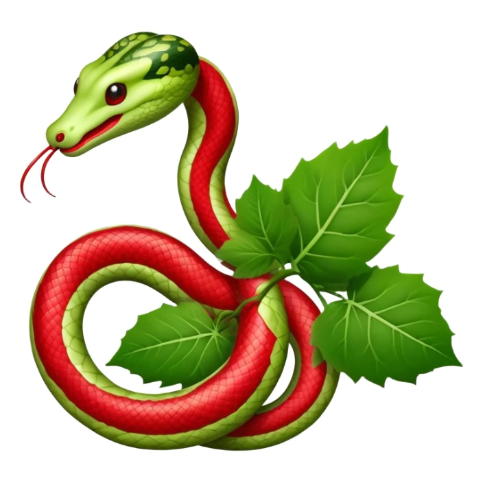 Japanese snake gourd (Karasu Uri) with distinctive bright red fruit and green leaves, traditional Japanese folk motif sticker
