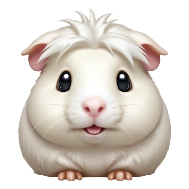 Cinematic Comical White Guinea Pig Portrait Emoji, Head tilted dramatically with an exaggeratedly amused expression, featuring a glossy, pristine white fur with an adorably scrunched face, wide, expressive dark eyes filled with playful disbelief, Simplified yet hilariously expressive features, highly detailed, glowing with a slightly sassy glow, high shine, dramatic yet playful, stylized with an air of cheeky mischief, bright and endearing, soft glowing outline, capturing the essence of a spirited and over-the-top guinea pig, so meme-worthy it feels like it could side-eye its way into internet fame instantly! sticker