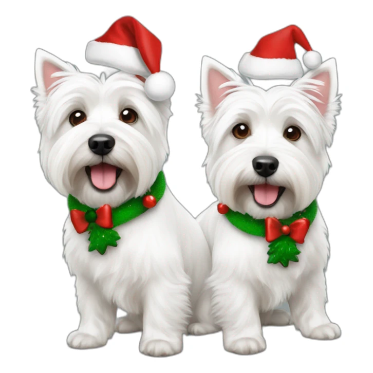 two west highland white terriers with a christmas theme sticker