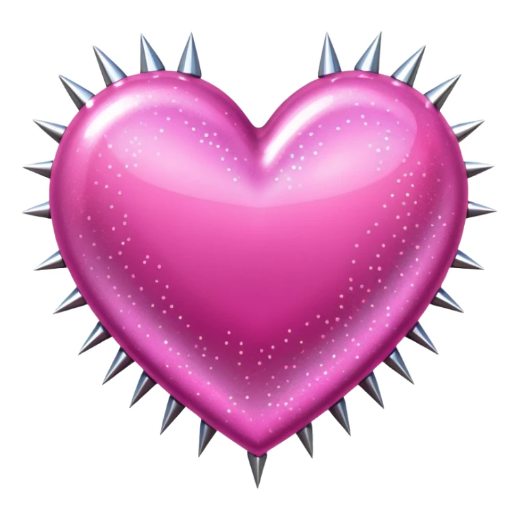 pink glittery heart with chrome spikes sticker