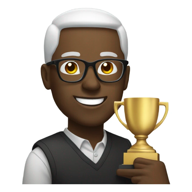 Bald black man with glasses on trophy  sticker