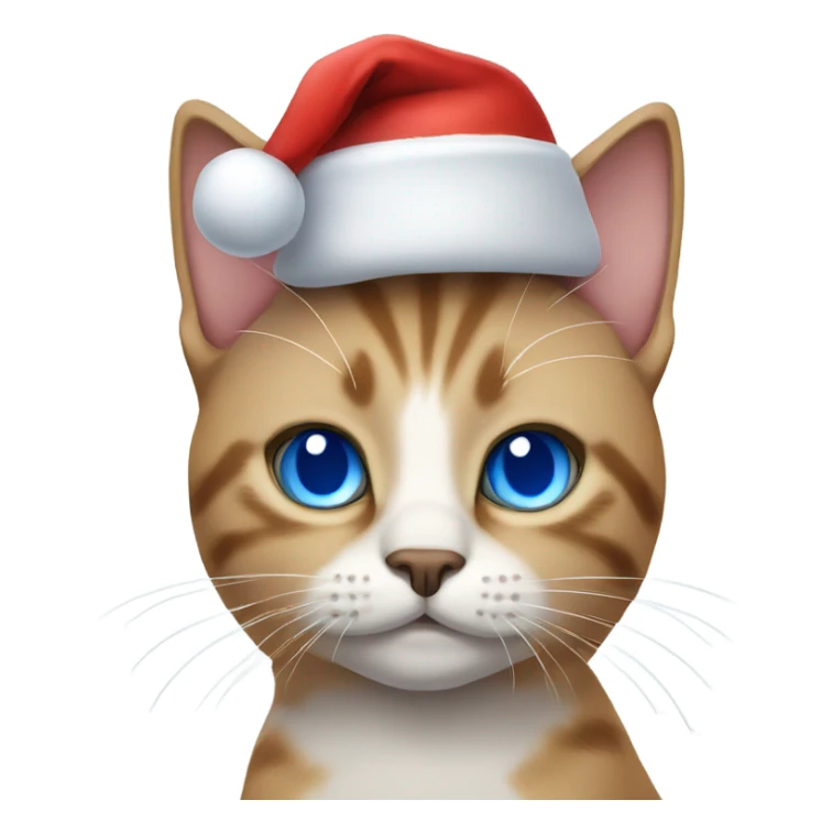 Cat with blue eyes wearing a Santa hat sticker