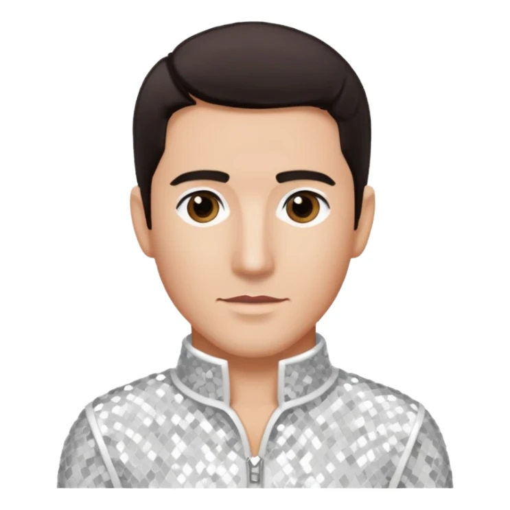 Jonathan Knight from NKOTB with dark brown hair, white sequin outfit sticker