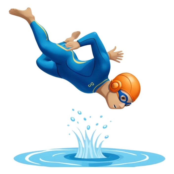 determined pool diver dives into a pool of confidence blue water underneath  sticker