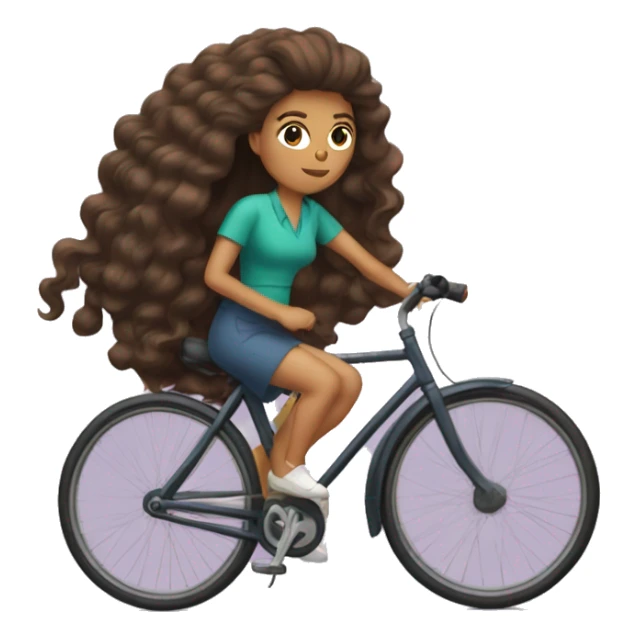 mujer con el pelo rizado montada en una bicicleta sticker