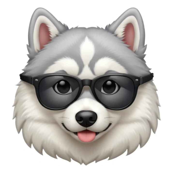 white/grey husky dog with black dark sunglasses sticker