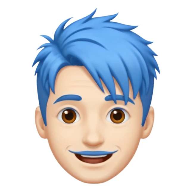 Happy Man strange  blue hair head sticker