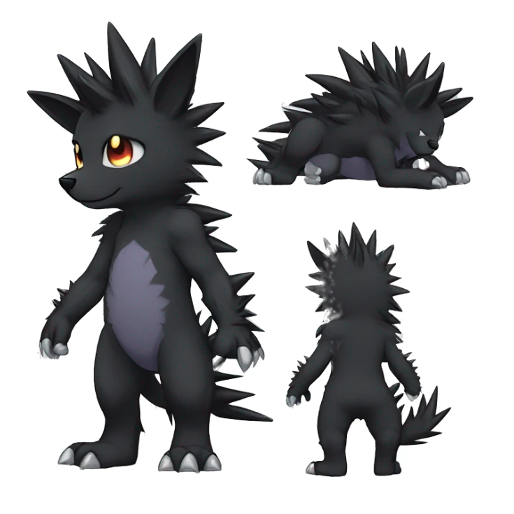 Dark Edgy Cool Shy Innocent Fluffy Spiky FurSona Fakemon Full Body sticker