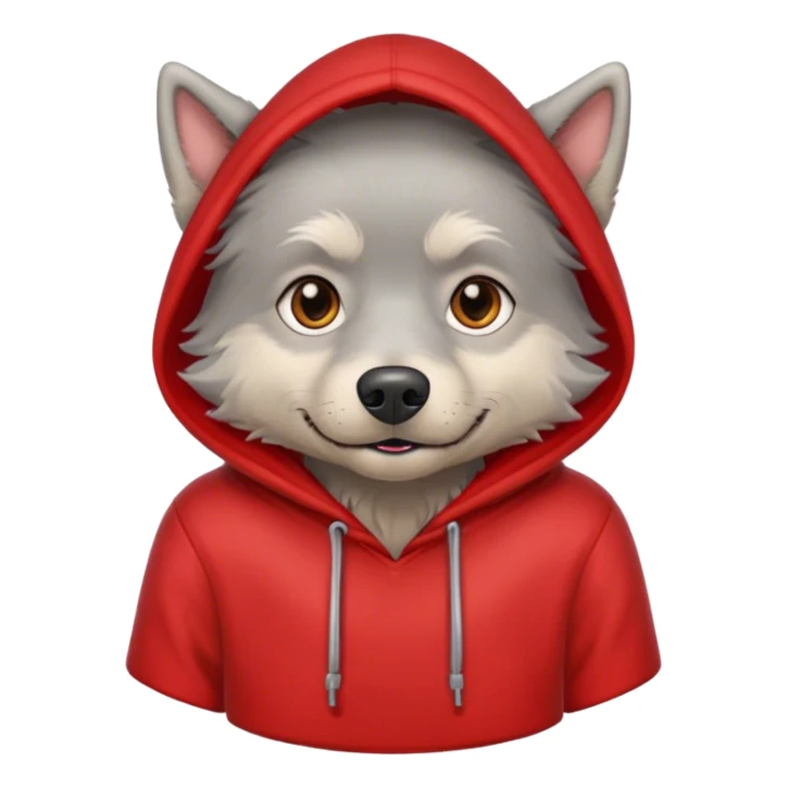 Gray dog scruffy red hood sweatshirt  sticker