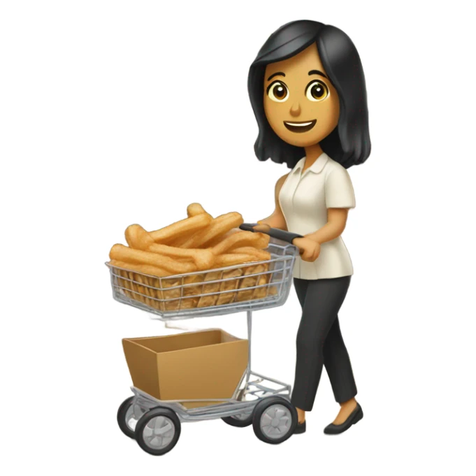 Tan black hair lady with a cart selling churros sticker
