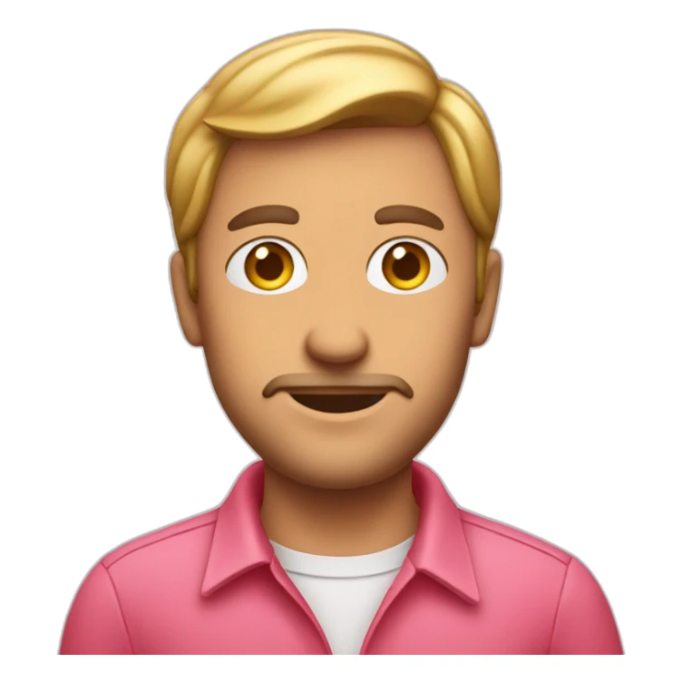 Man with pink shirt and vintage red car sticker