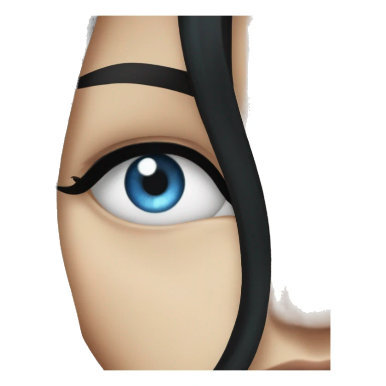 long black hair blue eyes very pretty girl sticker