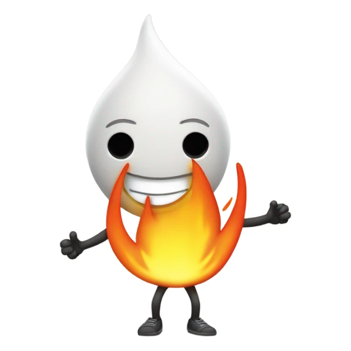 Fire with smile and arms and legs sticker