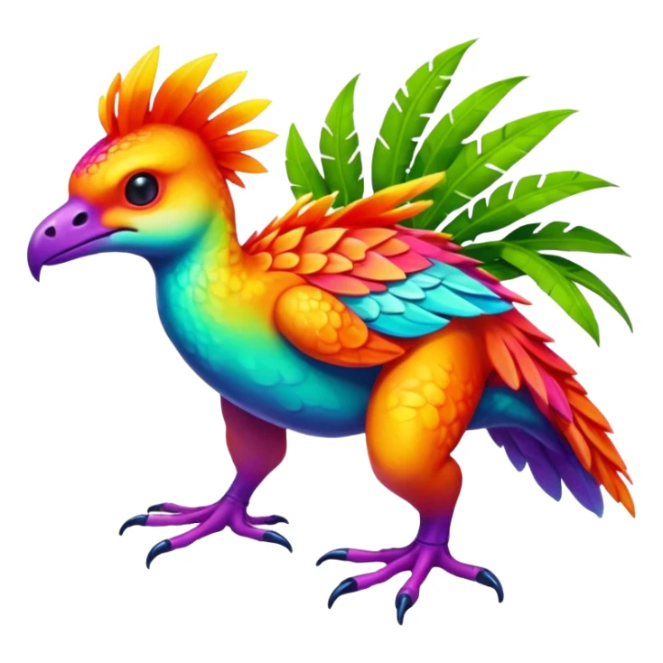 Multi-colored, neon-colored, randomly-colored Toxic Tropical Fionbri-Falvie-Vernid-Fakémon-creature (full body) sticker