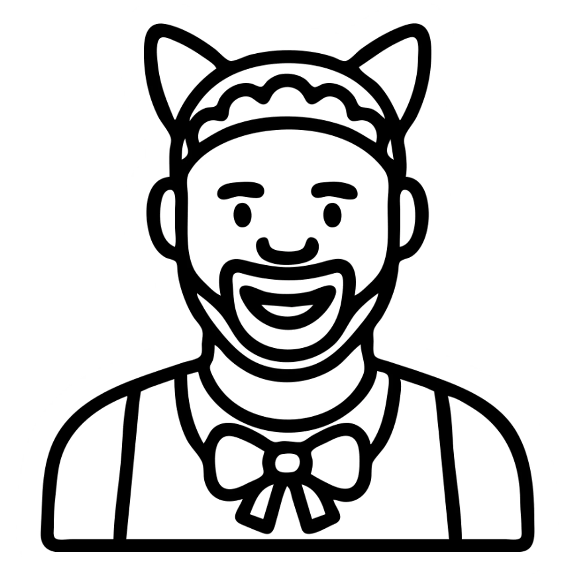 Basketball player resembling LeBron James, dressed as a maid with cat ear headband, grinning, icon style sticker