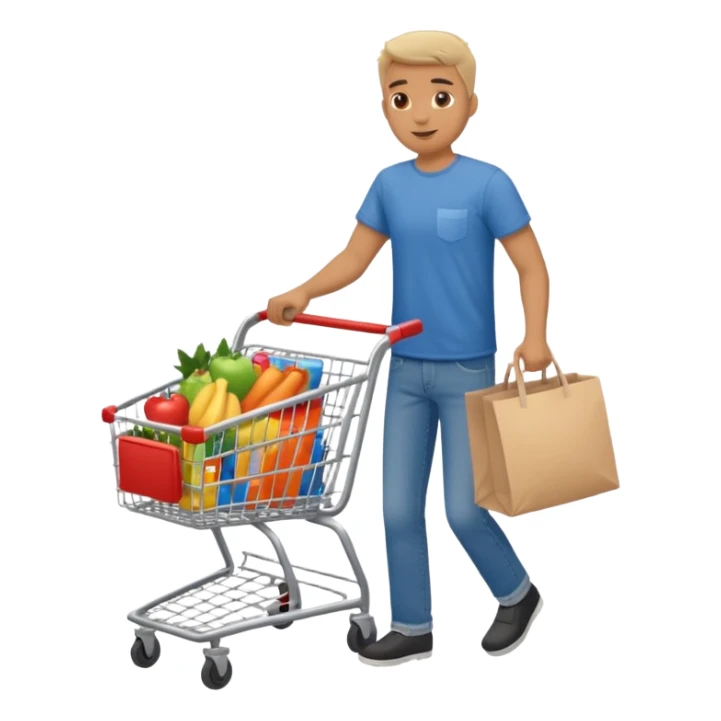 man-with-a-shopping-cart-full-body sticker