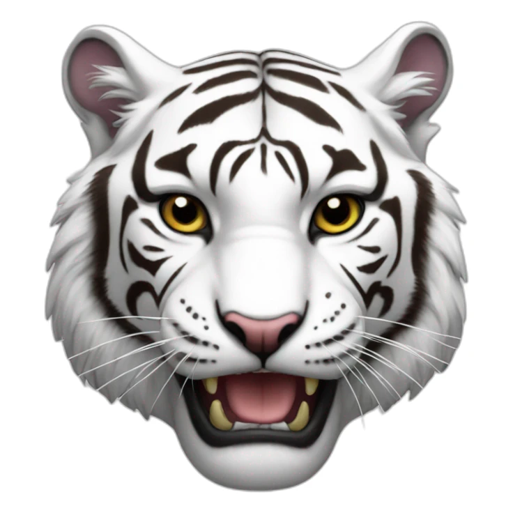 A whitetiger  with a steack in the mouth sticker
