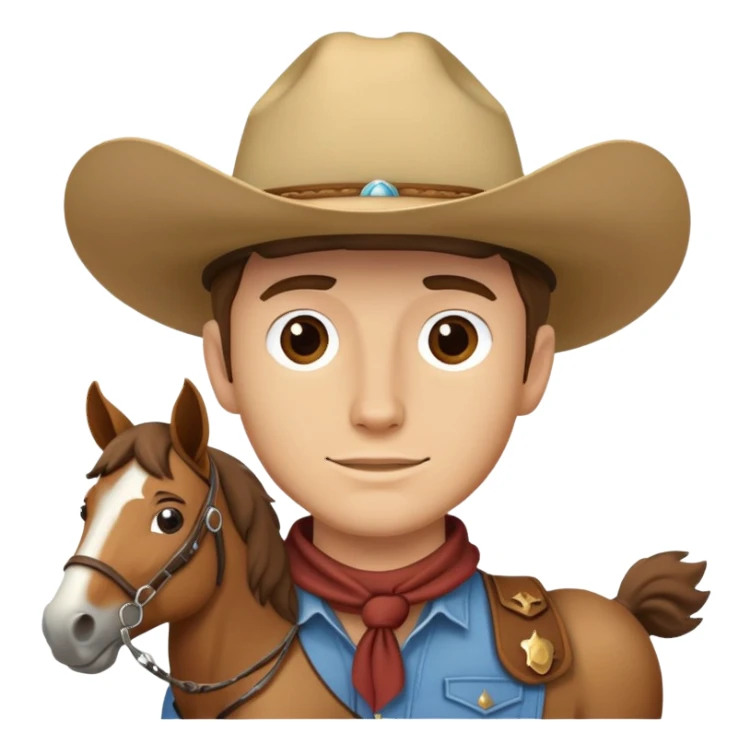 Ryan on a horse wearing a cowboy hat sticker