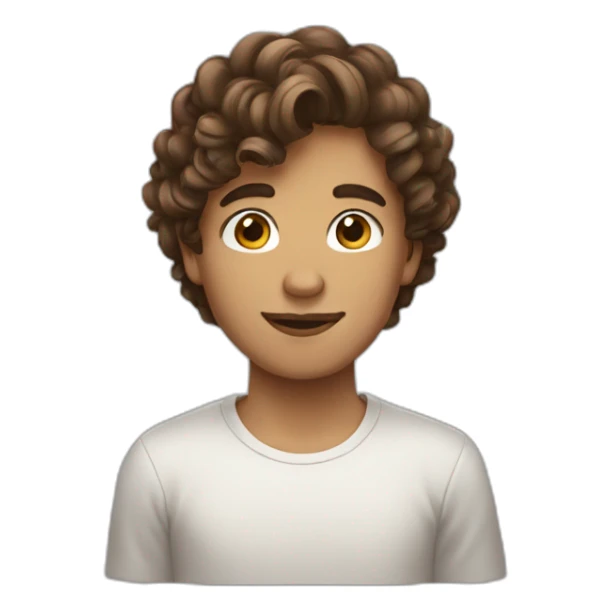 Boy Brown hair curled on top sticker