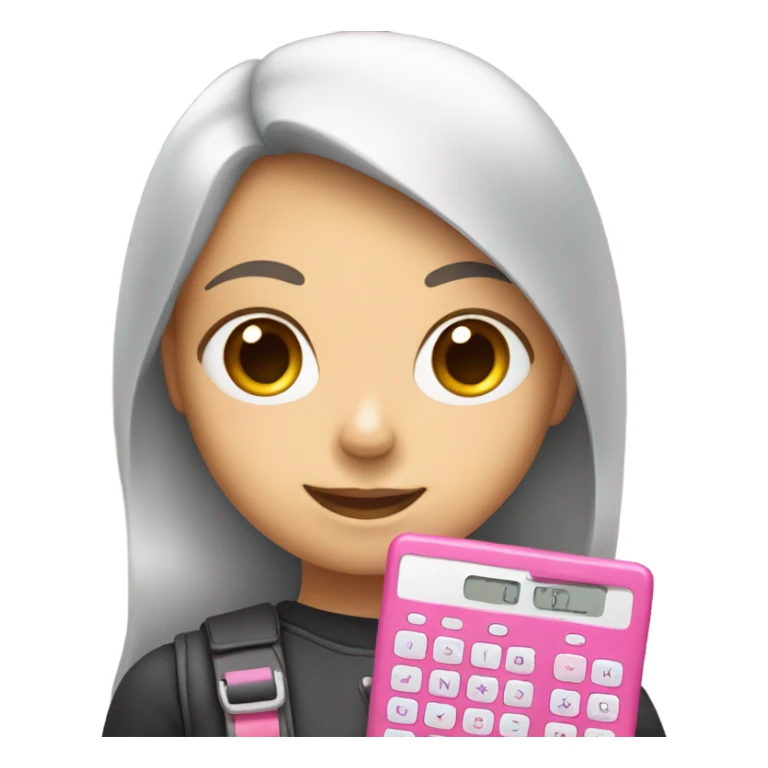 Girl holding one pink calculator sticker
