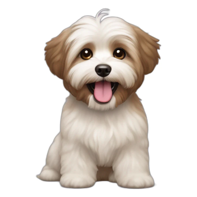 brown coloured dog bichon havanese crazy tongue sticker