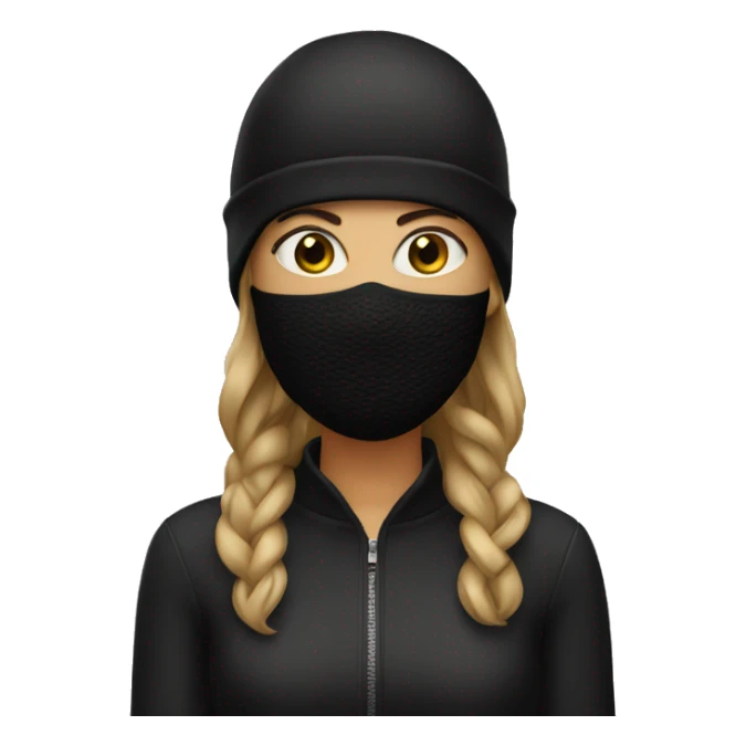 Woman wearing black ski mask sticker