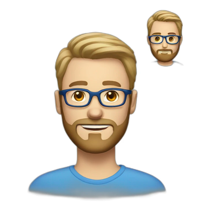 white light brown short hair man blue eyes eye glasses beard sticker